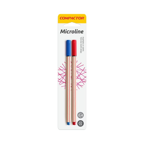 Caneta Hidrográfica Compactor Microline 0.4mm Azul e Vermelha 2 Unidades