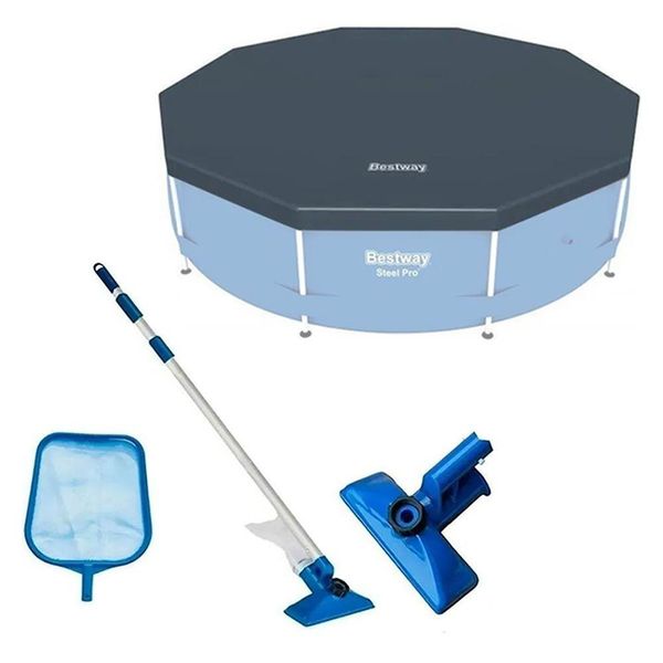Kit Com Capa 366 Cm Estrutural E Kit Limpeza Bestway