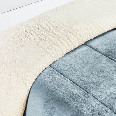 Coberdrom Casa Scarpa Apollo Solteiro Sherpa Manta Flannel Toque Lã De Carneiro - Azul Quartzo