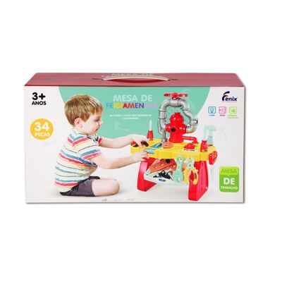 Brinquedo Mesa De Ferramenta 34 Peças Infantil
