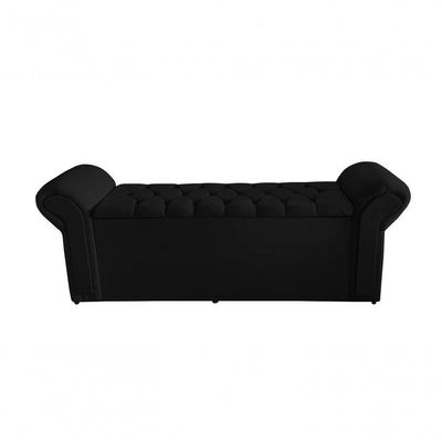 Kit De Quarto Cabeceira De Cama Box E Calçadeira Baú Dubai King 195 Cm Suede Preto Do Lar Móveis E Decoração