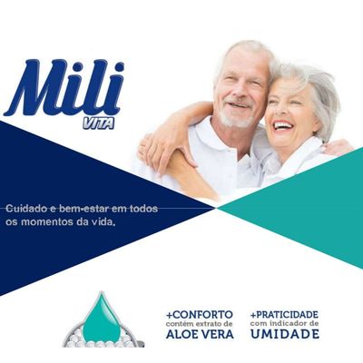 Fralda Geriátrica Mili Vita Tamanho M  1 Pacote com 9 fraldas com Super Gel Absorvente Mais Conforto