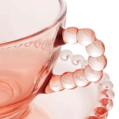 Xicara de Cafe Cristal Pires Coração Rosa 85ml - Wolff