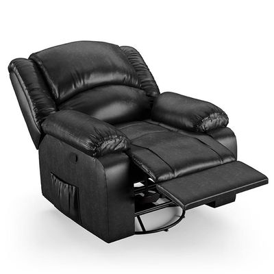 Poltrona Do Papai Reclinável Pietra Glider Giratória Usb Fh9 Pu Preto Brilho - Mpozenato