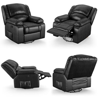 Poltrona Do Papai Reclinável Pietra Glider Giratória Usb Fh9 Pu Preto Brilho - Mpozenato