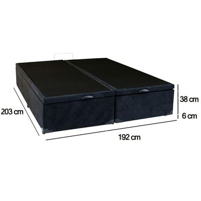 Cama Box Baú King Bipartido Suede Sereneprime Preto 192x203x44