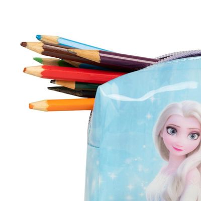 Estojo Escolar Feminino Pequeno Frozen Elsa e Anna U / Lilas