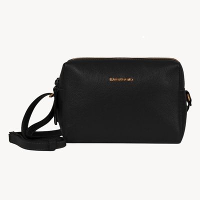 Bolsa Transversal Feminina em Couro Pequena Lisa Basic Preta P / Preto