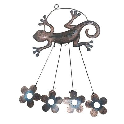 Sino Dos Ventos Flores Lagarto Kit 3 Unidades Decoraçao Jardim Quintal Varanda Ambiente Externo Enfeite Rustico