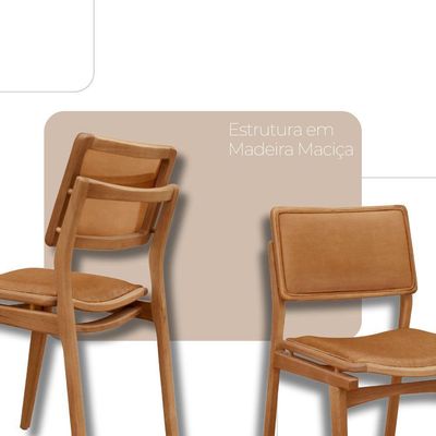 Mesa De Jantar Noronha 220cm Madeira Tampo Barril 8 Cadeiras Eva Star Caramelo / Imbuia Nat.