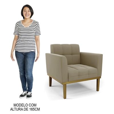 Poltrona Base Madeira Castanho Kit 2 Ana Suede Marrom Rt - Ibiza