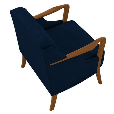 Kit 2 Poltronas Decorativas Para Sala De Estar Capitonê Lapa M22 Veludo Azul Marinho - Mpozenato