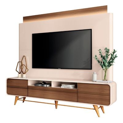 Estante Painel De 85 Pol 220cm évora H01 Castanho-off White - Mpozenato