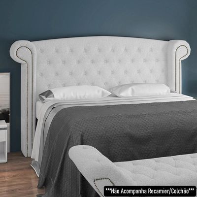 Cabeceira Cama Casal 140cm Provença P02 Bouclé Branco - Mpozenato