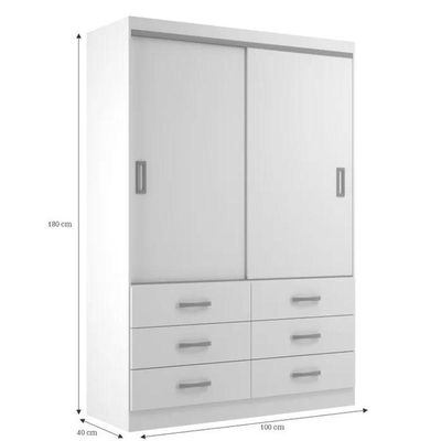 Guarda Roupa Infantil Veneza 2 Portas De Correr 6 Gavetas - Branco