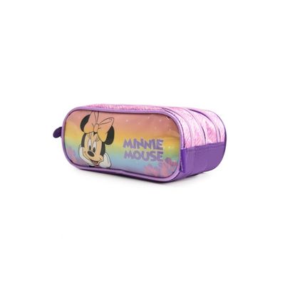 Estojo Escolar Feminino Médio Minnie 3 Compartimentos Lilás U / Lilas