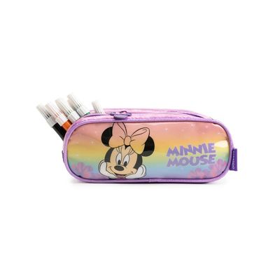 Estojo Escolar Feminino Médio Minnie 3 Compartimentos Lilás U / Lilas