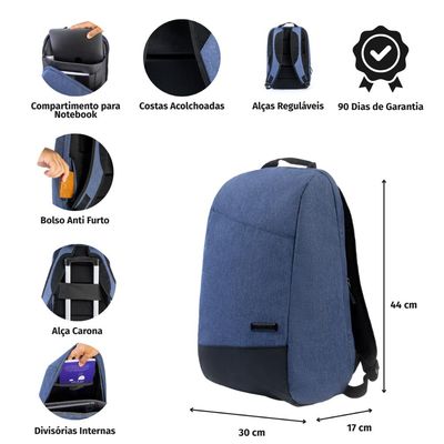 Mochila Masculina Executiva para Notebook Urban Preta U / Preto
