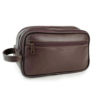 Necessaire Masculina de Couro Abufalado 2 divisórias Café U / Café