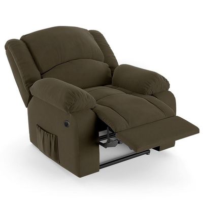 Poltrona Do Papai Reclinável Pietra Power Elétrica Massagem Fh9 Veludo Capuccino - Mpozenato