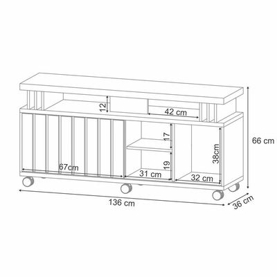 Rack Para Sala Bancada De 50 Pol. 136cm Briz H01 Off White-cinamomo - Mpozenato