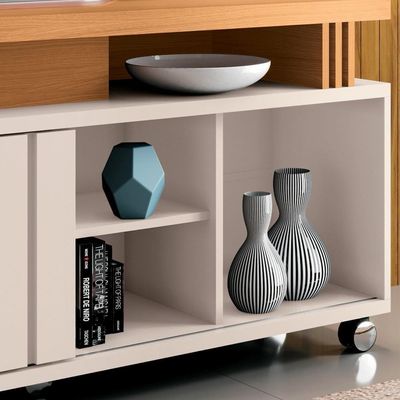 Rack Para Sala Bancada De 50 Pol. 136cm Briz H01 Off White-cinamomo - Mpozenato