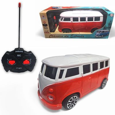 Carrinho De Controle Remoto Perua Kombi Clássico Da Estrada Vermelho