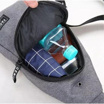 Bolsa Mochila Impermeável Transversal Crossbody Pochete De Peito Portátil Alça única Ajustável Cinza