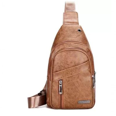 Bolsa Transversal Masculina Couro Ombro Peito Nova Pochete Marrom