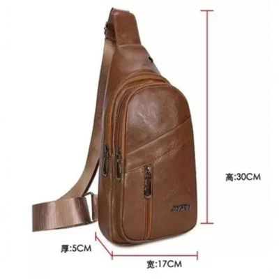 Bolsa Transversal Masculina Couro Ombro Peito Nova Pochete Marrom