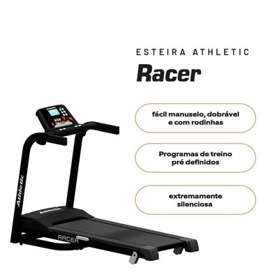 Esteira Ergométrica Athletic Racer 16km/h Suporta 130kg 19 Programas E Monitor Avançado Para Corrida Bivolt