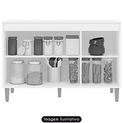 Balcão De Cozinha Com Pia Inox 120cm 3 Portas Manu Preto - Ajl Móveis