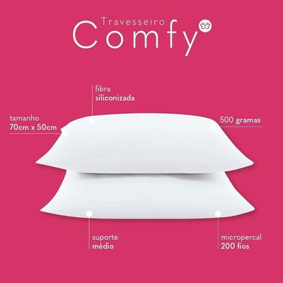 Kit 02 Travesseiros Comfy Suporte Médio - feita na tonalidade Branco
