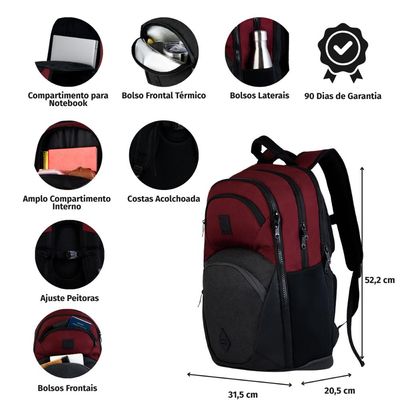 Mochila Escolar Masculina High Shape III Vinho