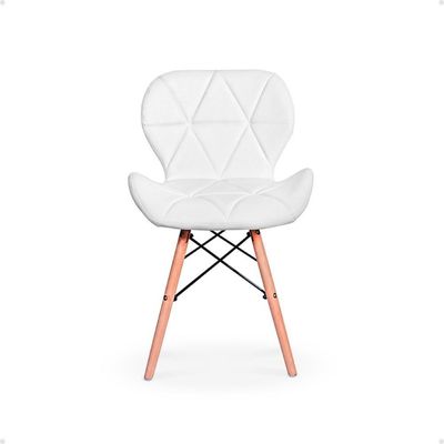 Kit 10 Cadeiras De Jantar Charles Eames Slim Wood Estofada - Branco