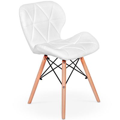 Kit 10 Cadeiras De Jantar Charles Eames Slim Wood Estofada - Branco