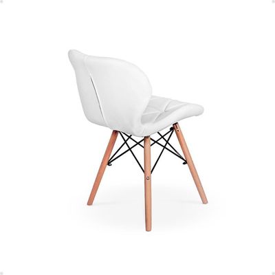 Kit 10 Cadeiras De Jantar Charles Eames Slim Wood Estofada - Branco