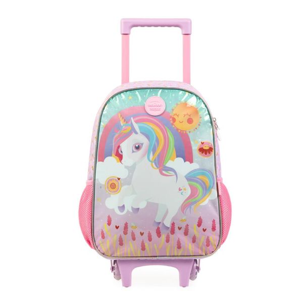 Mochila de Rodinha Infantil Feminina Unicórnio Rainbow U / Roxo