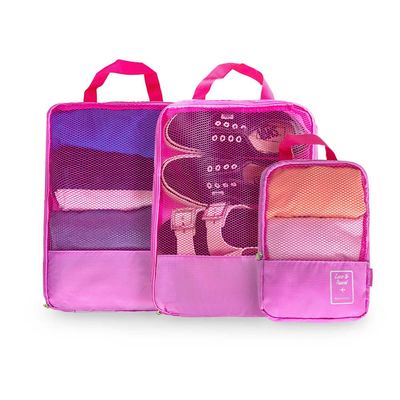 Kit Organizador de Mala 3 Peças Rosa U / Rosa