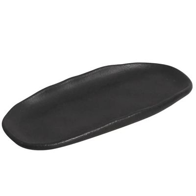Kit 40 Travessas Oval Mini 16,5x8cm Rasa Cerâmica Preto Buffet Evento Antepasto