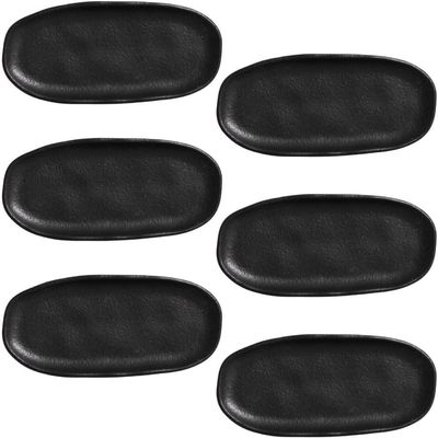 Kit 6 Travessas Rasas 16,5x8cm Cerâmica Preta Porto Brasil Mesa Buffet Sushi Orgânica