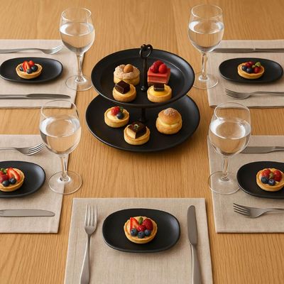 Kit 6 Travessas Rasas 16,5x8cm Cerâmica Preta Porto Brasil Mesa Buffet Sushi Orgânica