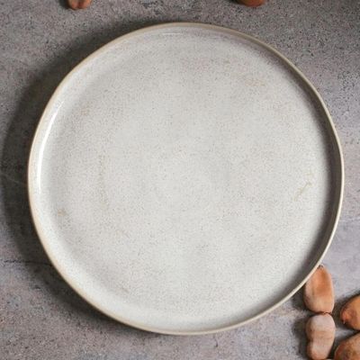 Jogo 6 Pratos Rasos Porto Brasil Cerâmica Off White 27cm Bio Latte Mesa Posta