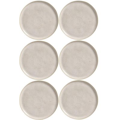 Jogo 6 Pratos Rasos Porto Brasil Cerâmica Off White 27cm Bio Latte Mesa Posta