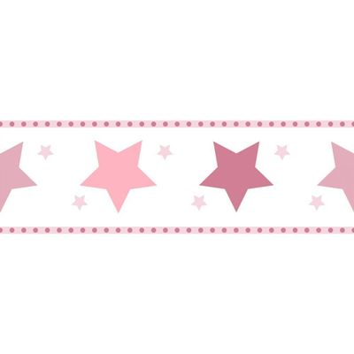 Faixa De Parede Treboli Estrelas Rosas 5942
