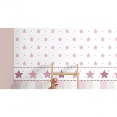Faixa De Parede Treboli Estrelas Rosas 5942