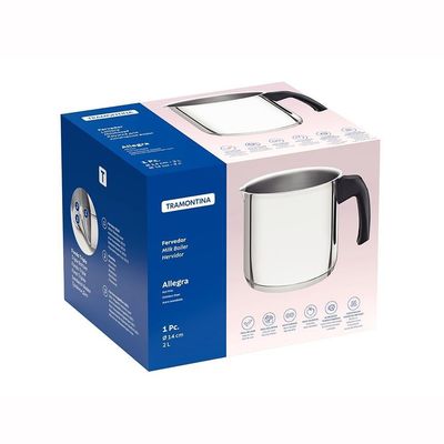 Fervedor Leiteira Allegra Em Aço Inox Fundo Triplo Cabo Baquelite 14cm 2l - Tramontina 62932140