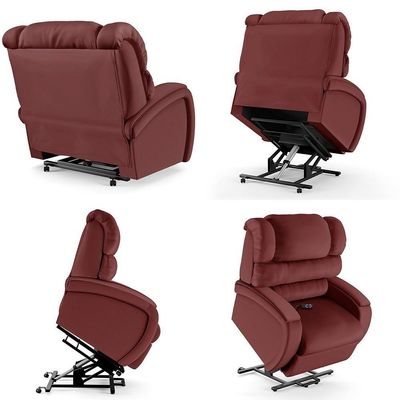 Poltrona Do Papai Reclinável Kalie Elevação Lift Elétrico Fh9 Pu Vermelho - Mpozenato