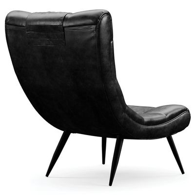 Poltrona Decorativa Para Sala De Estar Com Almofada E Pés Palito Lord Sintético Preto - Ibiza