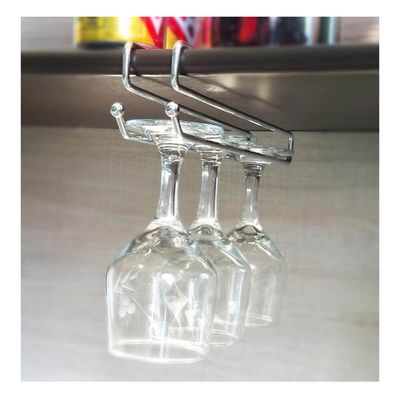 Suporte Porta Taças de Encaixe Simples Cromado Armário Cinza
